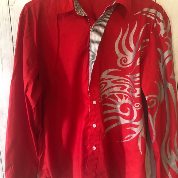 MENS “JEANSIAN” BRAND BUTTON UP LONG SLEEVE FASHION DESIGN SIZE MEDIUM - Picture 2 of 8